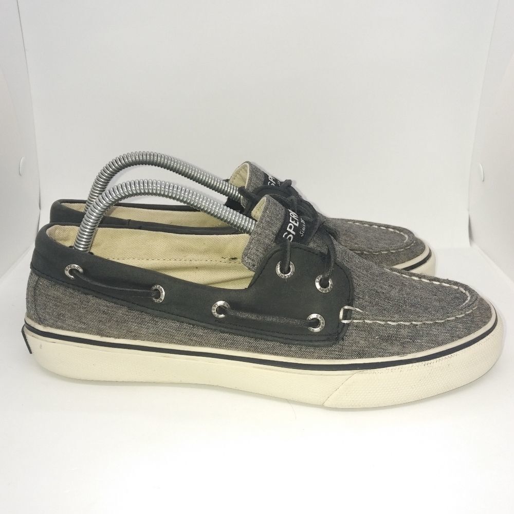 Sperry Top Sider Bahama 2 Leather Collar Boat Shoes Men's Size 9 M Black, White - Picture 2 of 8